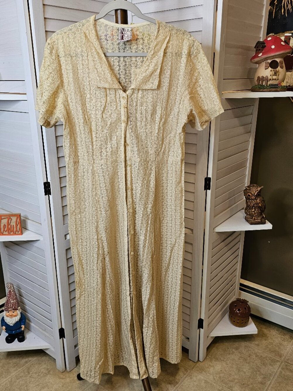 Neil & David, Beige, Lace, Maxi Dress, Size Large
